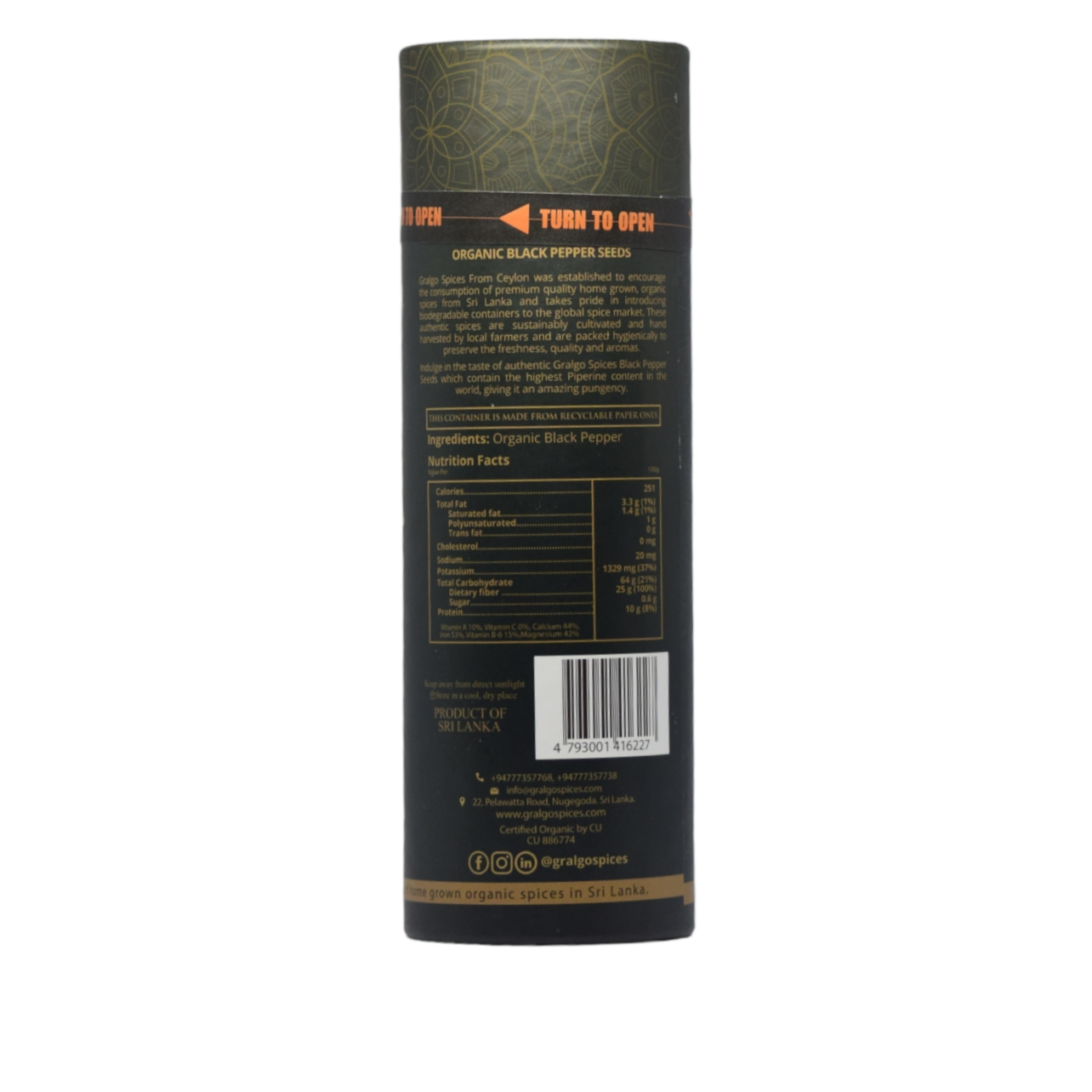 Ceylon Organic Black Pepper Seeds
