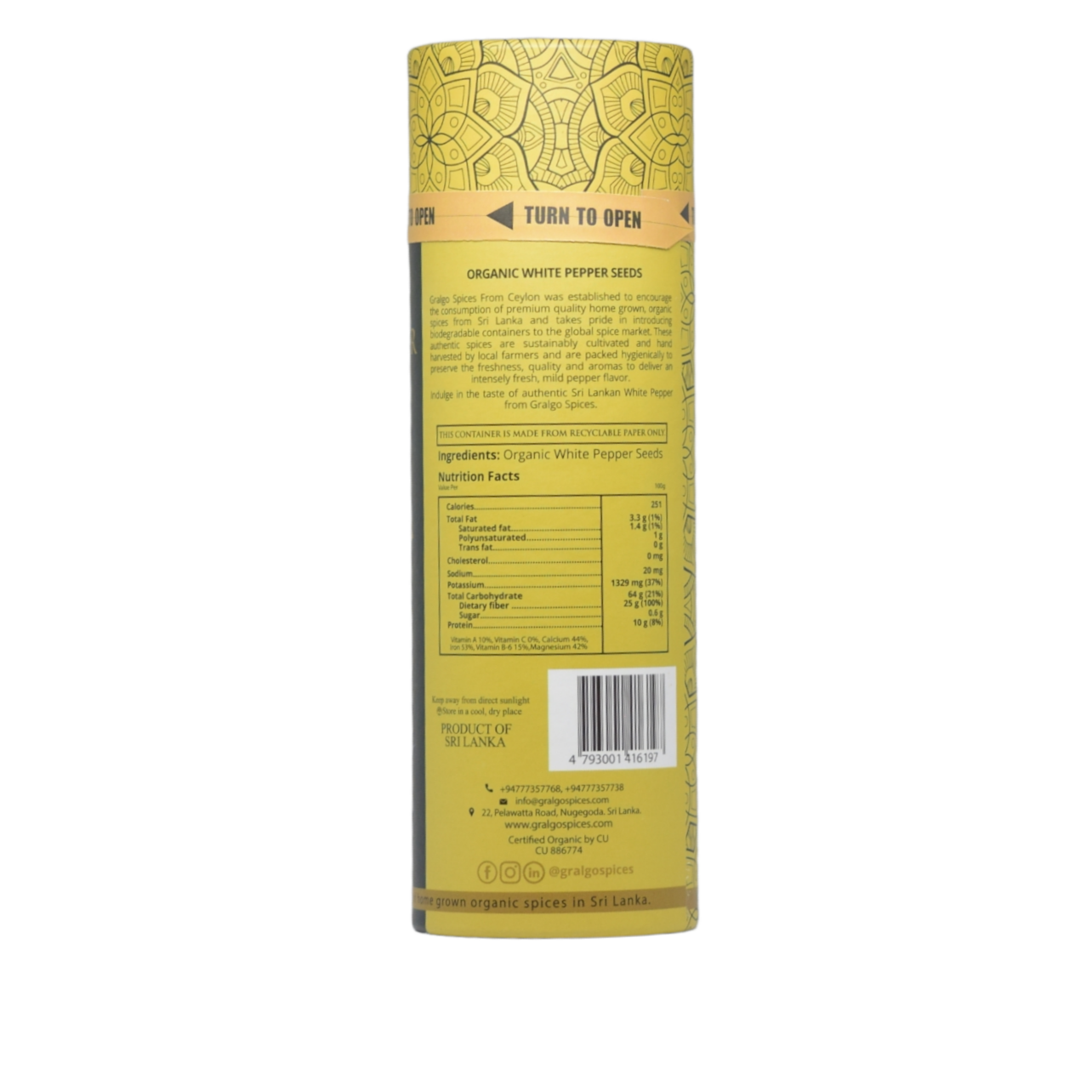 Ceylon Organic White Pepper Seeds